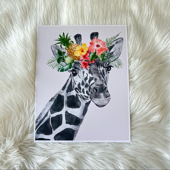 Cute Giraffe Watercolor Wall Art Print Poster Unframed - Picture 10 of 14